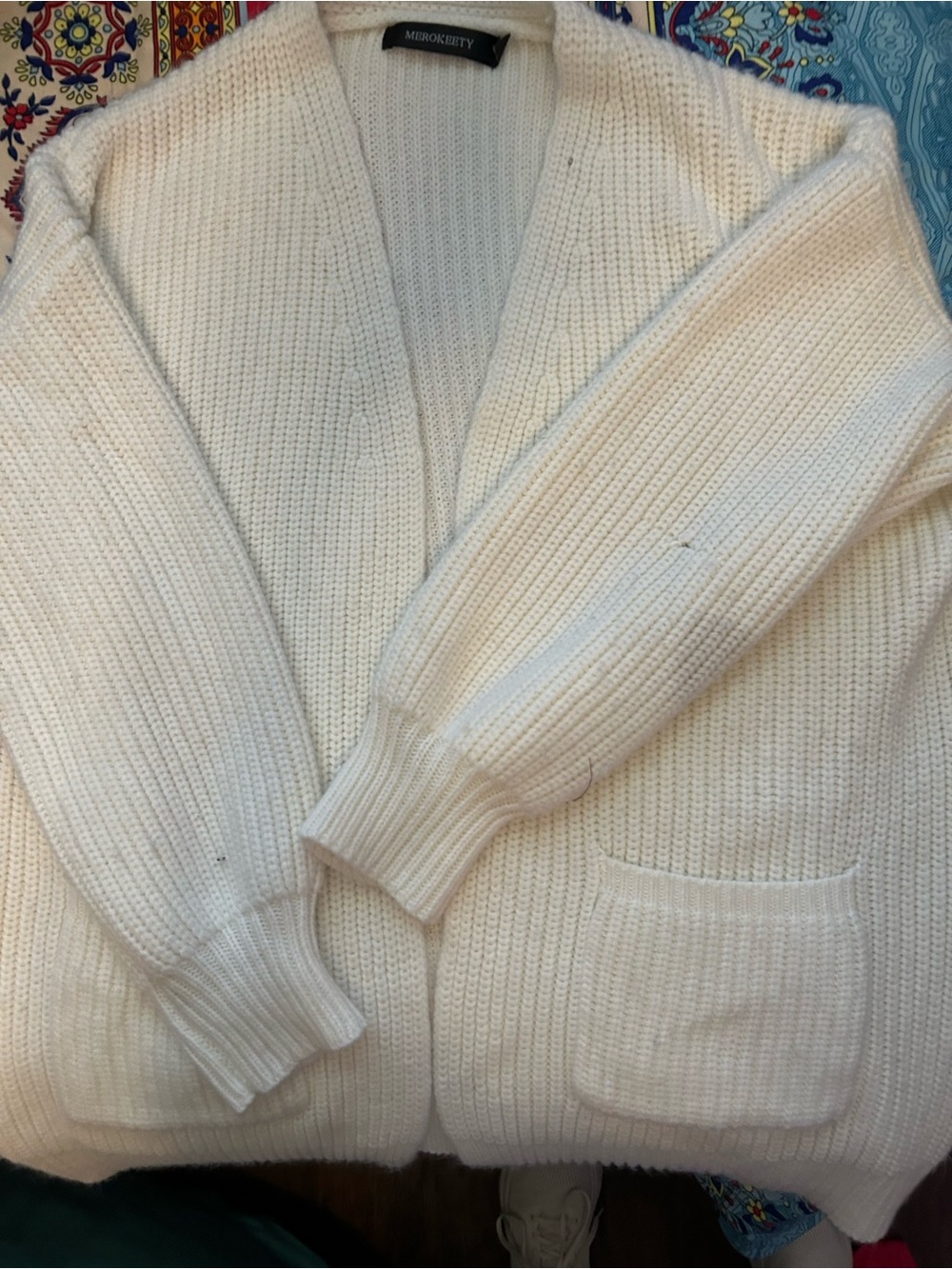 Cream Knit Cardigan Sweater